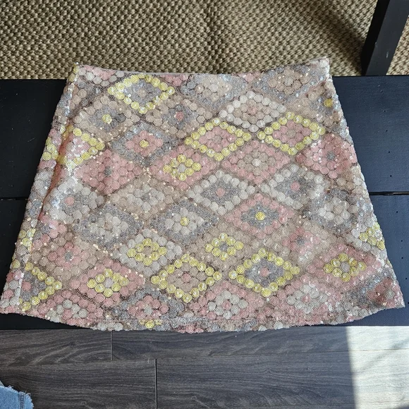 Mango Multicolor Sequin A-Line Skirt - Picture 1 of 4